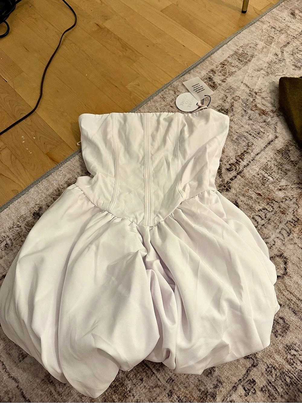 More to Come Aimee Mini Dress White Strapless Mini Dress NWT